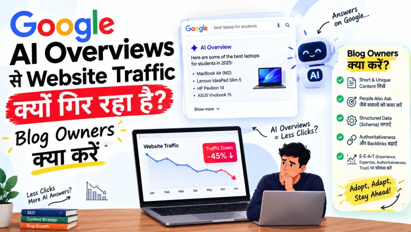 Google AI Overviews से Website Traffic क्यों गिर रहा है: Blog Owners क्या करें