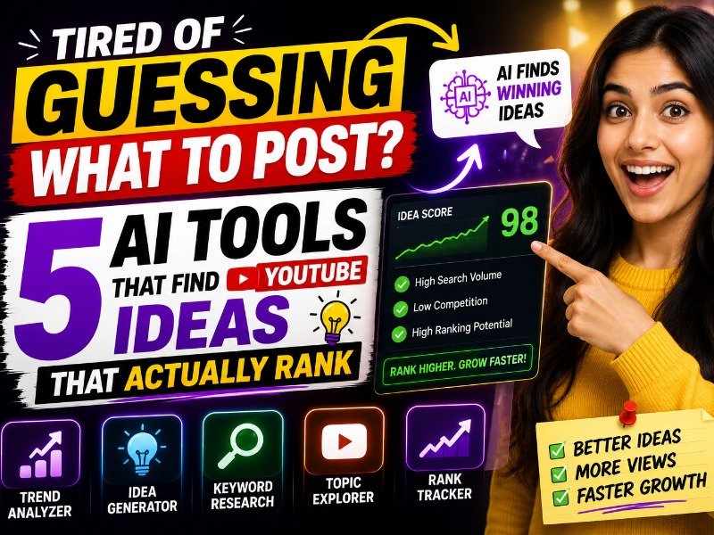 Tired of Guessing What to Post? — 5 AI Tools That Find YouTube Ideas That Actually Rank