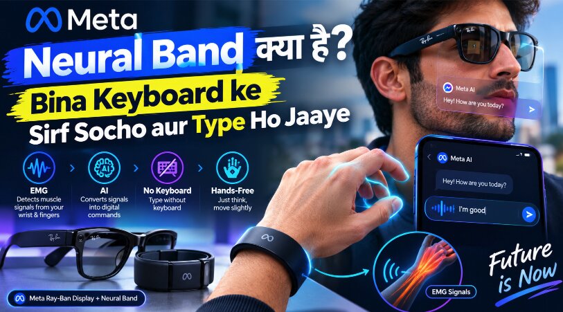 Meta Neural Band क्या है — बिना Keyboard के सिर्फ उँगली हिलाओ, Type हो जाएगा