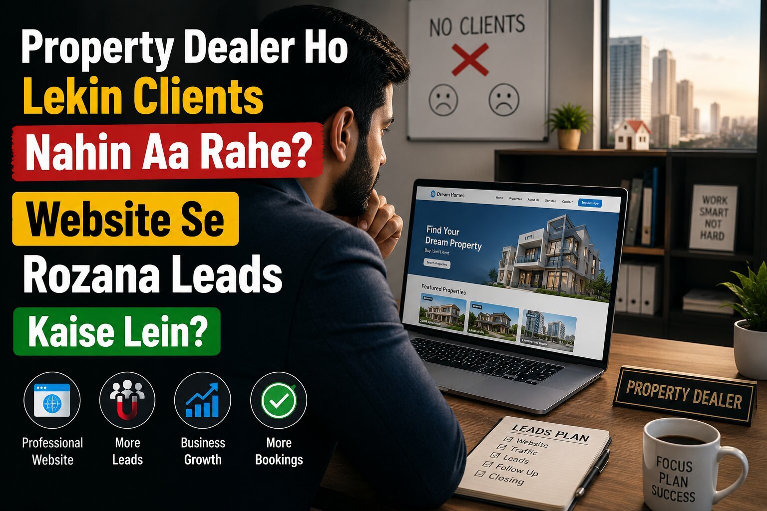 Property Dealer हो लेकिन Clients नहीं आ रहे? — Website से रोज़ाना Leads कैसे लें
