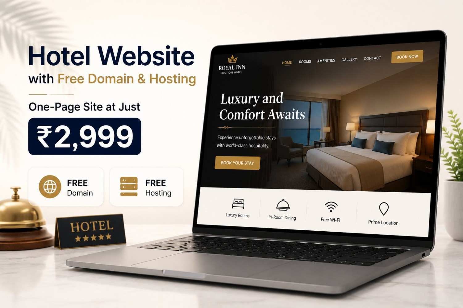 Get a Hotel Website with Free Domain & Hosting — One-Page Site at Just ₹2,999